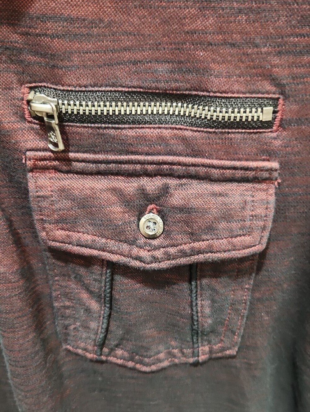 Rock & Republic Men's Maroon Polo with Chest Pockets - Picture 5 of 6